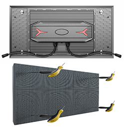 OFM-Serie Außenzugang von vorne 2ftx1ft IP68 hohe Helligkeit Modularer LED-Schrank unterstützt 90°-Eck-LED-Videowand und LED-Würfel